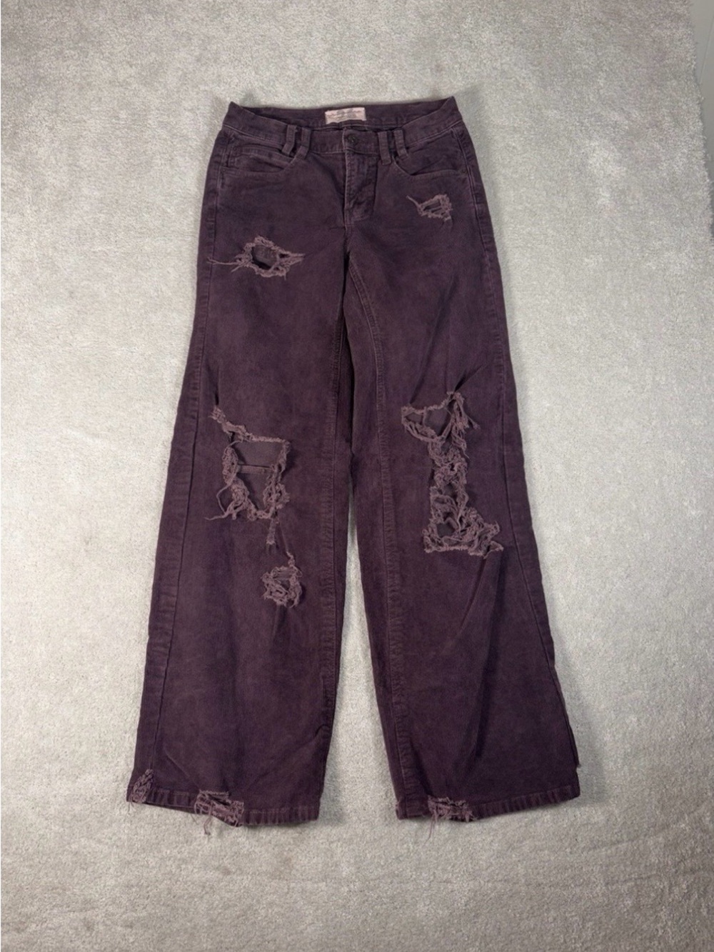 Free People Distressed Wide-Leg Jeans in Plum